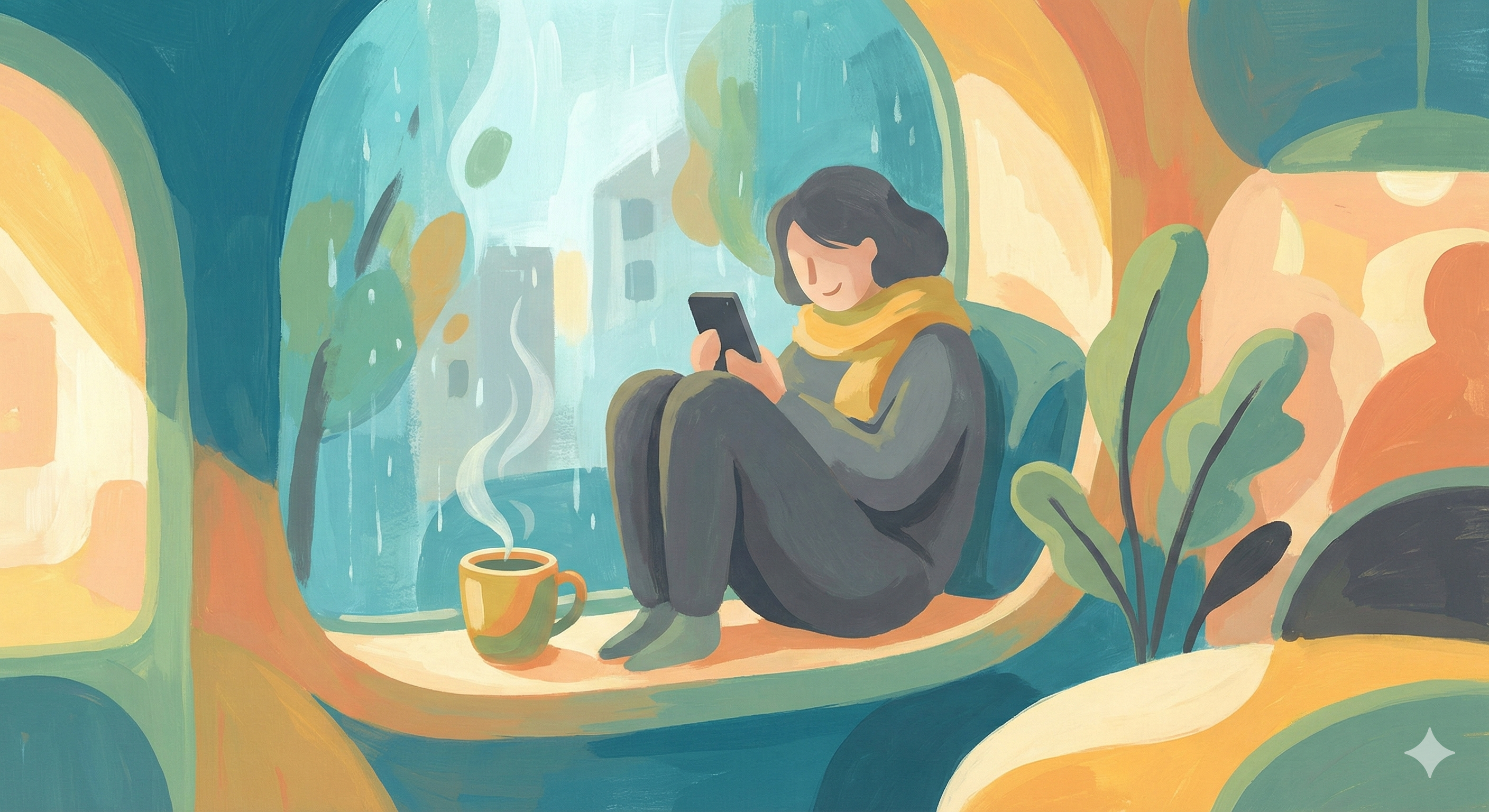 Person enjoying a quiet moment at a cafe